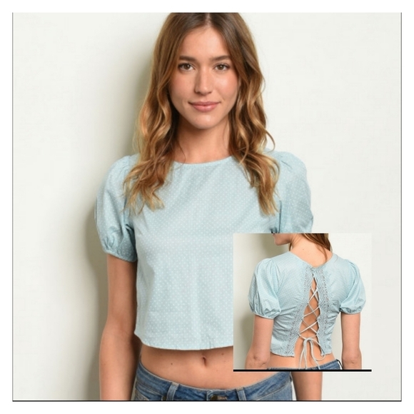 Open back Puff Sleeve Crop Top - Picture 1 of 10